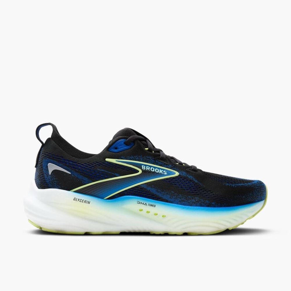 Brooks Glycerin Men's Running Sneakers in Black and Blue with Lime Accents